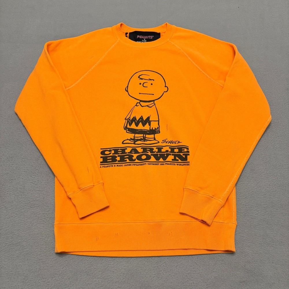 Marc Jacobs Peanuts Sweatshirt Mens XS Orange Charlie Brown Graphic NWT